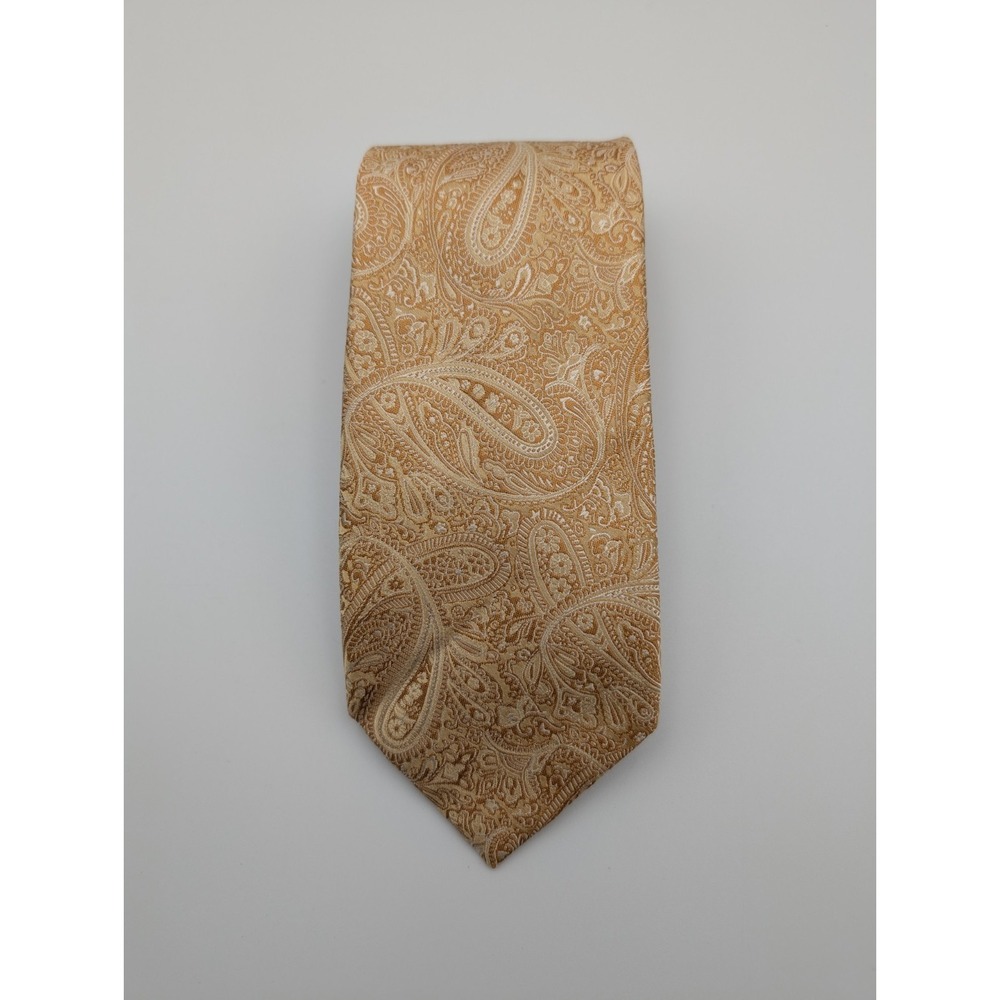 Countess Mara Mens Neck Tie Golden Yellow Orange Paisley 100% Silk 58.5" x 3.5"
